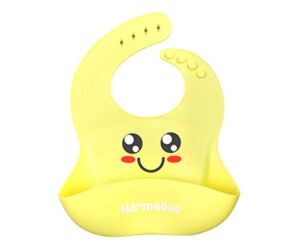 Marmadee Silicone Adjustable Baby Bib | Smiley Face (Yellow)
