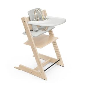 Tripp Trapp High Chair and Cushion with Stokke Tray – Natural with Nordic Grey – Adjustable, Convertible, All-in-One High Chair for Babies & Toddlers