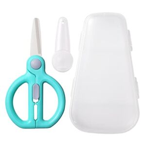 Ceramic Food Scissors for kids, Baby Food Scissors with Protective Blade Cover and Travel Case, Safety Lock, BPA Free, UPGRADE (E)