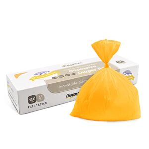Happy Seal Odor Sealing Baby Diaper Disposal Bags, Diaper Sacks, Disposable Scented Diaper or Pet Waste Bags, M/150 Count Large Capacity Durable[Color:Orange]