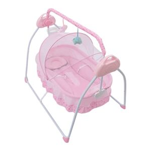 Baby Cradle Swing Foldable Electric Stand Crib Auto Rocking Chair Bed with Remote Control Infant Musical Sleeping Basket for 0-18 Months Newborn Babies (Pink)