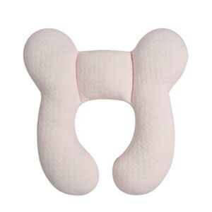 Blublu Park Baby Head Support Pillow for Newborn Toddler, Soft Cotton Baby Travel Pillow for Car Seats and Strollers for Baby, Pink