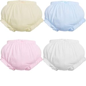 Newborn Toddler Baby Girls Underwear 4 Pack, Soft Briefs-Adorable Bloomers Panties Shorts for Baby Girls Washable Reusable Diaper Cover