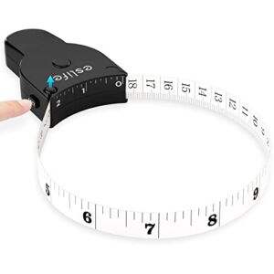 Body Measuring Tape 60″ Auto Lock & Eject & Retract (Tape Stays Put, Eject It When Done), esLife One Hand Selft Measuring Tape Accurate for Tracking Weight Loss, Tailoring, Crafts, Item Measurement