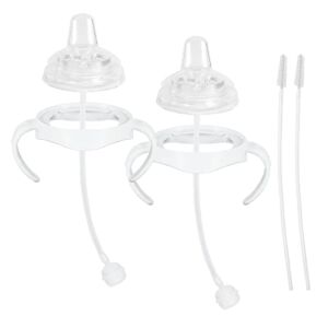 Sippy Cup Soft Spout Conversion Kit for Philips Avent Natural Baby Bottle, Bottle Handles and Weighted Straw （2 Pack）