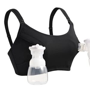 Momcozy Original Supportive Pumping Bra Hands Free, Upgraded Comfort Smooth Fabric Pumping and Nursing Bra in One Suitable for Breastfeeding-Pumps by Lansinoh, Philips Avent, Spectra and More Black