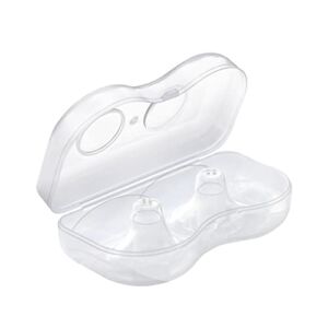 Loveishere Nippleshield Premium Contact Silicone Nipple Shields for Breastfeeding Nursing Difficulties or Flat Inverted Nipples, with Carry Case 2 PC