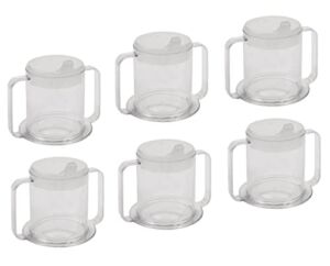 Independence 2-Handle Plastic Mug with 2 Style Lids, Lightweight Drinking Cup with Easy-to-Grasp Handles for Hot and Cold Beverages, Spill-Resistant Adult Sippy Cup (6-Pack)