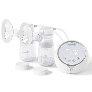 GROWNSY Breast Pump, Double Electric Breast Pump, Pain Free Strong Suction Power Breast Pumps, Portable Anti-Backflow, Ultra Quiet with LED Display, 2 Modes & 9 Levels – 27mm