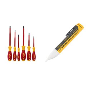 Wiha 32092 Slotted And Phillips Insulated Screwdriver Set, 1000 Volt & Fluke 1AC-A1-II VoltAlert Non-Contact Voltage Tester, Pocket-Sized, Voltage Detection Range 90 V to 1000 V AC, Audible Beeper