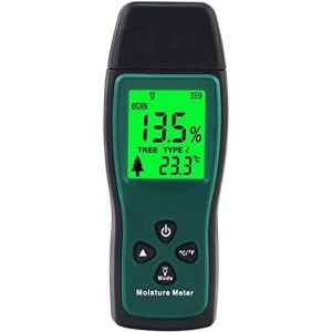 Moisture Meter Wood Moisture Meter, Digital Moisture Detector, Wood Humidity Tester, Water Leak Detector with Temperature Compensation, for Determination of Moisture Content