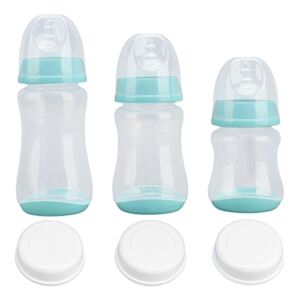 3Pcs Baby Bottle Set, Newborn Baby Bottle PP Silicone Soft Safe Anti Drop Newborn Feeding Bottle 180 240 300ml(Green)