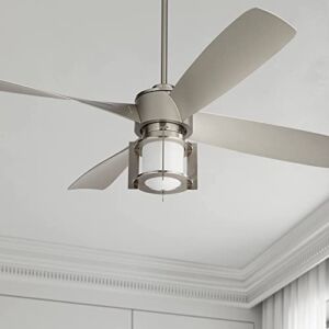 56″ Grand Milano Modern Outdoor Ceiling Fan with Dimmable LED Light Remote Control Brushed Nickel Silver Damp Rated for Patio Exterior House Home Porch Gazebo Garage Barn – Casa Vieja