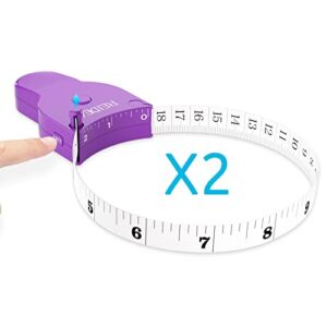 2PCS Body Measuring Tape (REIDEA M2) 60inch/150cm with Eject Button (Quick Release Lock), Ergonomic and Portable Design, Upgraded Version, Lavender