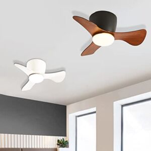 GESUM Small Ceiling Fan with Lights, 22 lnch Flush Mount Ceiling Fan with Light 3 Reversible Blades, Low Profile Ceiling Fan for Kitchen Bedroom Dining Room,(Black,White)
