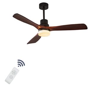 52 inch Wood Ceiling Fan with Light Remote Control,3 Blade Ceiling Fan,Modern Propeller Fan With Adjustable Speeds,Ceiling Fan Indoor with Light