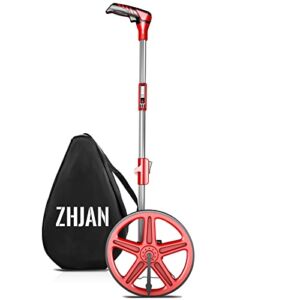 ZHJAN Measuring Wheel with Back Bag,Foldable Distance Measuring Wheels in Feet and Inches, Measurement 0-9,999Ft,Suitable for Lawn/Hard/Soft/Wood Road Measuring.