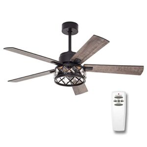 Ceiling Fan with Light and Remote Control 52 Inch Farmhouse Ceiling Fan Light Crystal Fandelier Fan for Indoor Use Living Room Bedroom Dining Room Kitchen, Matte Black