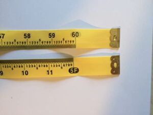 Tape Measure, Decimal inch, Fabric, 60 in, 5 ft, Numbered Tenths of an inch Between The inches