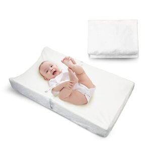 Truwelby Changing Pad with Ultra Soft Plush Cover, Waterproof Contour Diaper Changing Pad for Dresser Top, Baby Changing Pad Cover Waterproof Hypoallergenic Washable