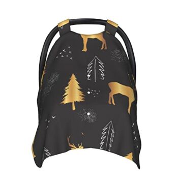 Baby Car Seat Cover,Cute Deers and Trees Pattern Opening Breathable Infant Car Seat Cover Nursing Cover Baby Car Seat Canopy for Newborn | The Storepaperoomates Retail Market - Fast Affordable Shopping