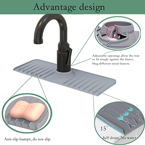 Silicone Sink Splash Guard with Dish Soap Sponge Holder, Kitchen Sink Faucet Handle Drip Catcher Tray Mat, Countertop Sink Faucet Protectors of Kitchen Accessories for Kitchen, Bathroom, Bar, RVs | The Storepaperoomates Retail Market - Fast Affordable Shopping