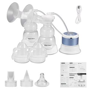 Double Electric Breast Pump, PEP Talk Feeding Pumps Pain Free, 4 Modes & 9 Levels, Backflow Protector, Strong Suction Power, No Noise, 6 Breastmilk Storage Bags