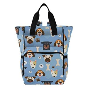 Cute Dogs Diaper Bag Backpack Baby Boy Diaper Bag Backpack Mommy Baby Bag Travel Backpack with Insulated Pockets for Teacher Women