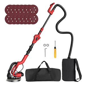 Drywall Sander, 710W Electric Drywall Sander With Vacuum, 6 Variable Speeds 1000-1850RPM, Foldable Electric Wall Sander has Dust Bag, LED Light, 14Pcs Sanding Discs, Carrying Bag for Easy Portability