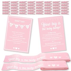 Party Hearty Baby Shower Games for Girls, One Each 5×7 Pink Sign How Big is the Baby Bump and Don’t Say baby, 2 Pink Tummy Measure Rolls, 50 Mini Pink Clothespins, Party Favors Supplies