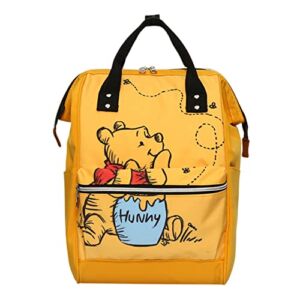ZLIFMAGIC Multi-Function Mummy Baby Tote Bag Fashion Cartoon Bear Printed Diaper Travel Backpack (Yellow)