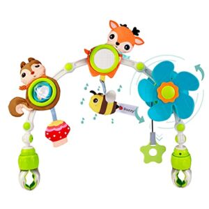 Baby Stroller Arch Toy: Baby Crib Mobile Musical Animal Toys, Foldable Travel Car Seat Toy Activity Arch Pull String for Bouncers Pram, Newborn Sensory Toy 0-24 Months Infant Boys Girls Sleep, Fox