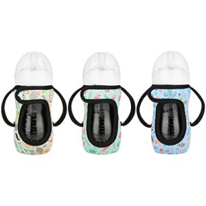 Beautyflier Set of 3 Glass Baby Bottle Sleeves with Double Handles Neoprene Holder for Philips Avent Glass Baby Bottle 8oz 9oz, Dr Browns Baby Bottles 8 oz