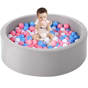 Deluxe Foam Ball Pit for Toddler with 100 Colorful Balls Included, Soft Milk Silk Fabric, Detachable Design for Clean, Gift for Baby Indoor & Outdoor Game, Boys, Girls Infants Playpen