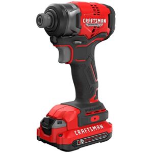 CRAFTSMAN 20V Brushless Cordless Impact Driver, 1/4 IN. with Battery & Charger (CMCF813C2)