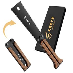 Hand Saw, KERYE Hand Tools, 5.5 Inch Mini Pocket Folding Saw, SK5 Blade Wood Saw, Woodworking Tools, 13/14 TPI Double Edges Pull Saw, Flush Cut Saw for Wet/Dry Wood, Christmas Gifts for Men- KY03