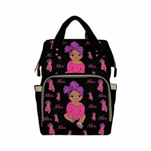 Customized Large Capacity Luminous Sequins Little Princess Diaper Backpack Personalized Mommy Baby Bag Casual Backpack for Mom Girls Shopping