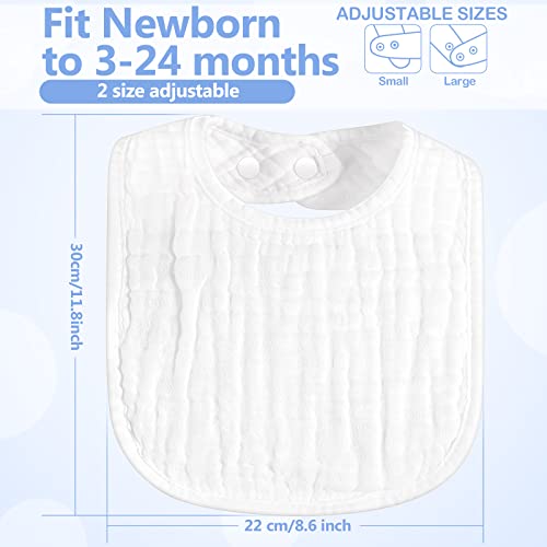 20 Pack Muslin Bibs Adjustable Baby Bibs White Drool Bibs 6 Absorbent Layers Newborn Bibs Baby Bandana Bibs for Baby Girl Boy Feeding, Drooling and Teething, Machine Washable | The Storepaperoomates Retail Market - Fast Affordable Shopping