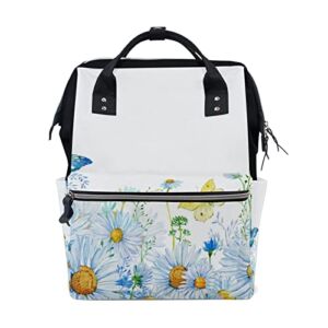 Daisies Butterflies Diaper Bag Backpack Mummy Backpack Large Capacity Nappy Bag Travel Bag Pack for Newborn Unisex