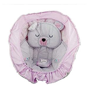 Replacement Part for Fisher-Price Snugabear Sweetie Cradle ‘n Swing – FLG89 ~ Replacement Plush Swing Seat Cover Pad ~ Bear Print ~ Gray and Pink