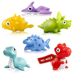 No Hole Dinosaur Bath Toys for Toddlers 1-3 – 6pcs Mold Free Baby Bath Toys 18 Months, No Mold Dino Bathtub Toys for Kids Age 2-4