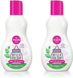 Bottle and Dish Soap by DAPPLE Baby, Hypoallergenic, Plant-Based, Sweet Lavender, 3 Fl Oz (Pack of 2)