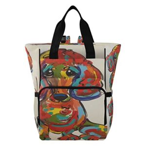 Dog Art Colorful Painting Diaper Bag Backpack,Durable Nappy bag Nurse bag, Mommy bag for baby care