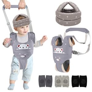 Ocanoiy Baby Walking Harness Handheld Baby Walker Assistant Belt Baby Head Protector Baby Helmet for Crawling Walking Baby Knee Pads