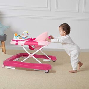 Foldable Baby Walker for Boys and Girls by Kinfant – 2-in-1 Toddler Sit-to-Stand Learning Walker Learning-Seated or Walk-Behind (Pink)