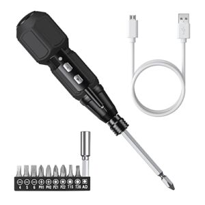 JXTZ Electric Screwdriver Set, Rechargeable Cordless Power Screwdriver with 9 Screwdriver Bits, LED Light, Auto & Manual Mode for Smartphone, Game Console, Camera, Clock, Laptop, Home Repair Tool Kit