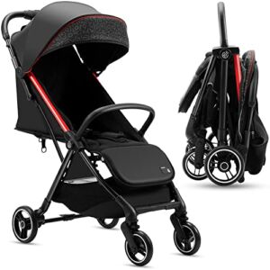 Royalbaby Lightweight Baby Stroller with Compact Fold，Toddler Travel Stroller for Airplane Friendly,Infant Umbrella Stroller with Oversized Canopy with Sun Visor,Travel Carry Bag & Cup Holder，Red