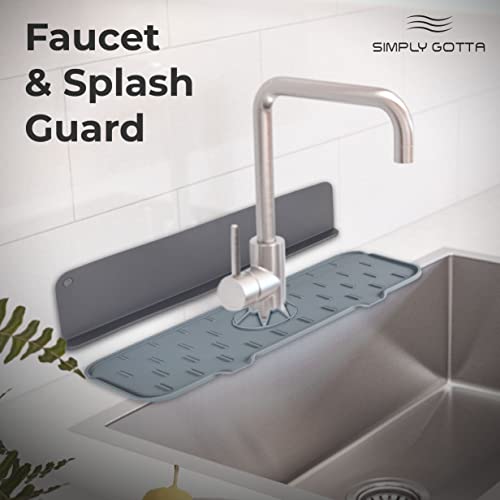 Kitchen Sink Splash Guard with Silicone Faucet Mat – Gray Splash Guard for Sink Bundle – Non-Slip Sink Water Guard with 5 Large Suction Cups – Dishwasher Safe and Quick Dry Faucet Drip Catcher | The Storepaperoomates Retail Market - Fast Affordable Shopping