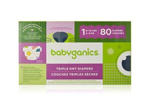 Diapers, Size 1, 80 ct, Babyganics Ultra Absorbent Diapers