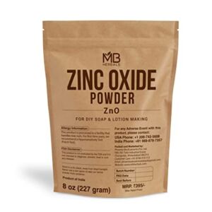 MB Herbals Zinc Oxide Powder 8 oz | Uncoated & Non-Nano | Pharmaceutical Grade | For DIY Sunscreen Lotion & Diaper Rash Cream